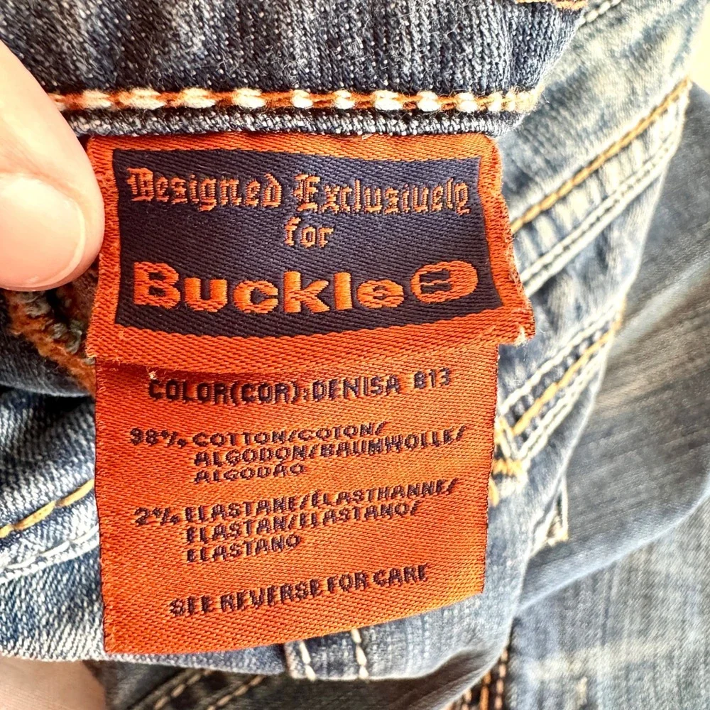 Rock Revival Denisa Bootcut‎ Jeans Size 28 Buckle Exclusive Low Rise Distressed